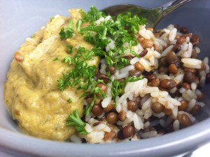 vegan, Reis, Linsen, Aubergine, Zucchini, schnell